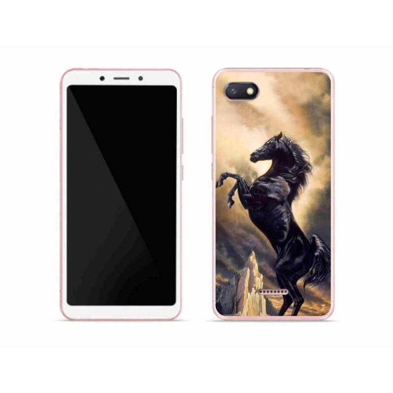 Gél borítás mmCase a Xiaomi Redmi 6A számára - fekete rajzfilm ló