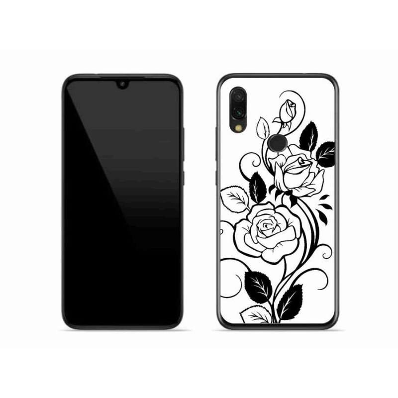 Gél borítás mmCase a Xiaomi Redmi 7-hez - fekete és fehér rózsa