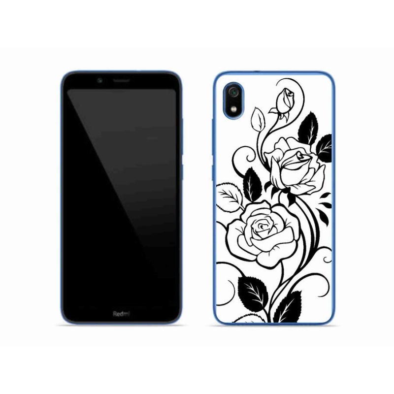 Gél borítás mmCase a Xiaomi Redmi 7A számára - fekete és fehér rózsa