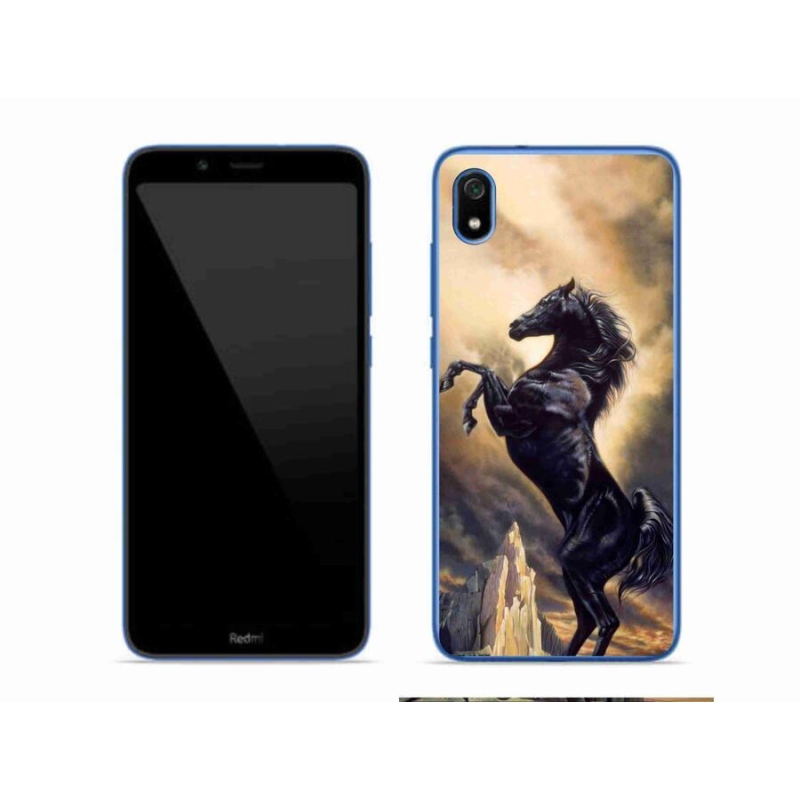 Gél borító mmCase a Xiaomi Redmi 7A számára - fekete rajzfilm ló