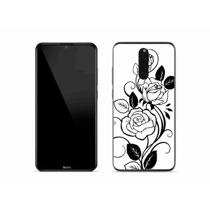 Gél borítás mmCase a Xiaomi Redmi 8-hoz - fekete és fehér rózsa