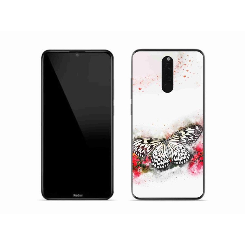 Gél borítás mmCase a Xiaomi Redmi 8-hoz - fekete és fehér pillangó