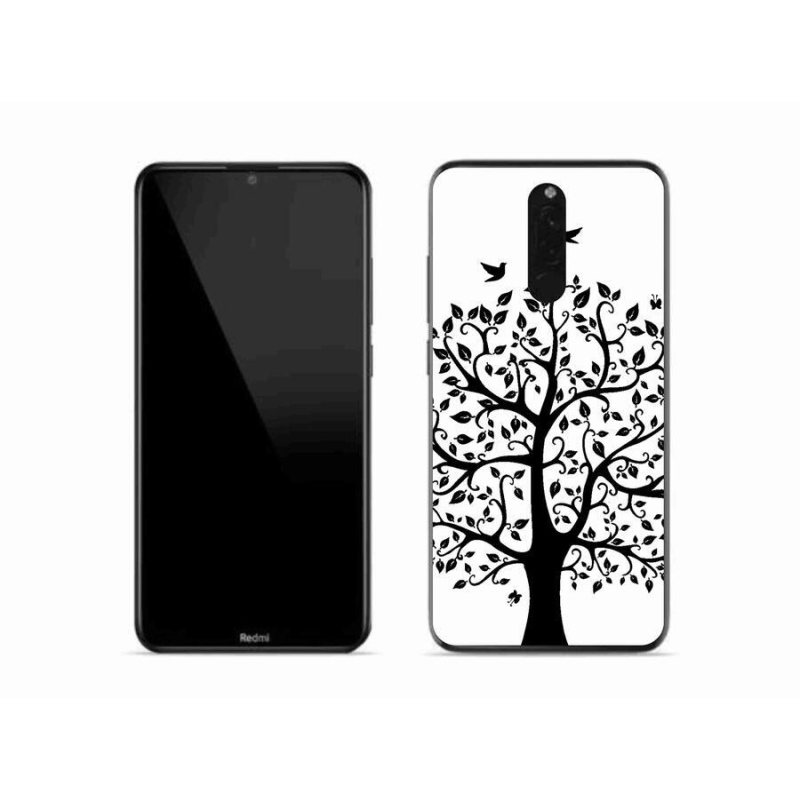 Gél borítás mmCase a Xiaomi Redmi 8-hoz - fekete és fehér fa