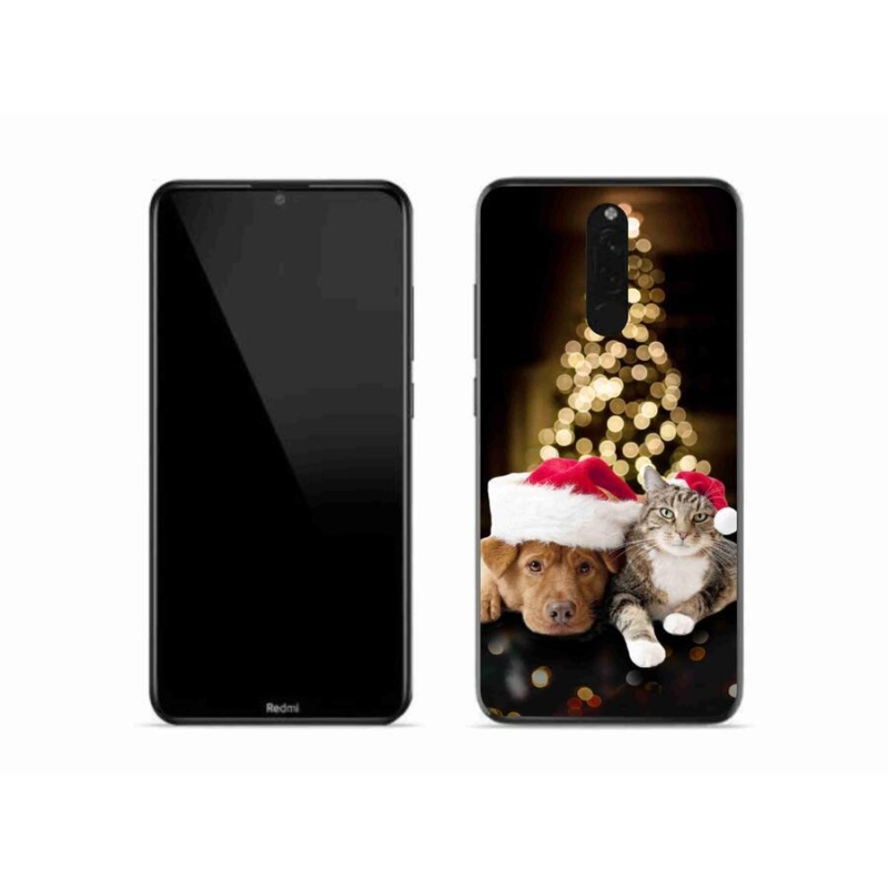 Gél borítás mmCase a Xiaomi Redmi 8-hoz - Karácsonyi kutya és macska