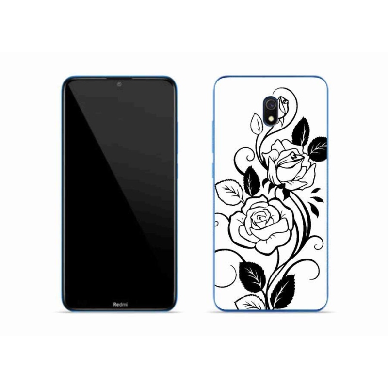 Gél borítás mmCase a Xiaomi Redmi 8A számára - fekete és fehér rózsa