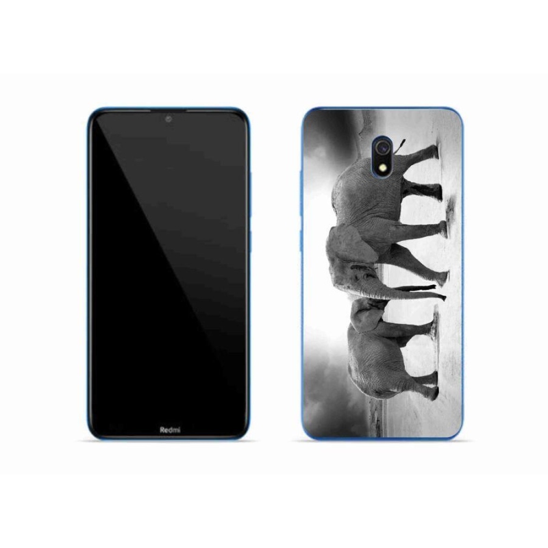 Gél borítás mmCase a Xiaomi Redmi 8A számára - fekete és fehér elefántok