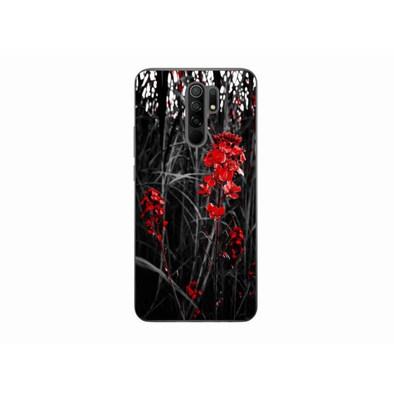 Gél borító mmCase a Xiaomi Redmi 9-hez - piros növény