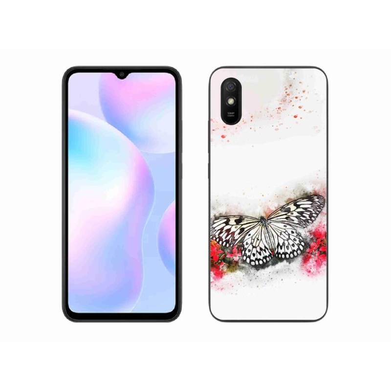 Gél borítás mmCase a Xiaomi Redmi 9A számára - fekete és fehér pillangó