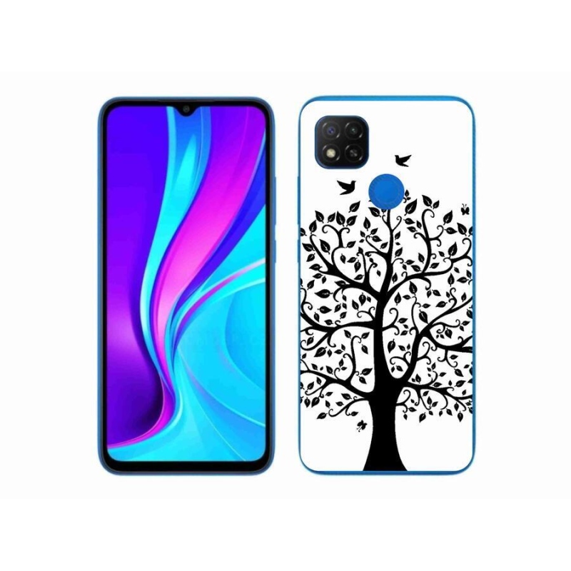 Gél borítás mmCase a Xiaomi Redmi 9C-hez - fekete és fehér fa