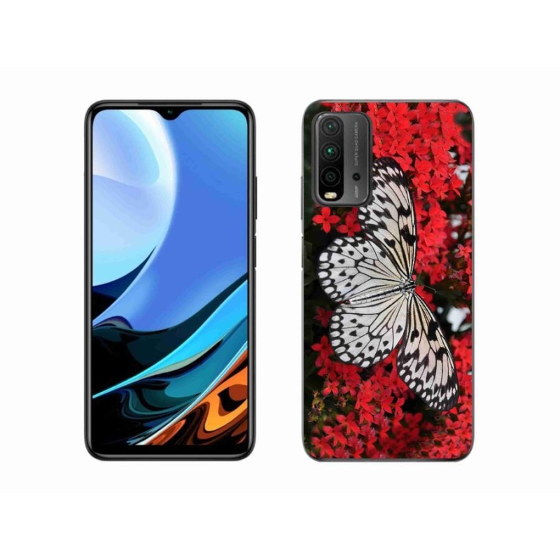 Gél borítás mmCase a Xiaomi Redmi 9T-hez - fekete és fehér pillangó 1