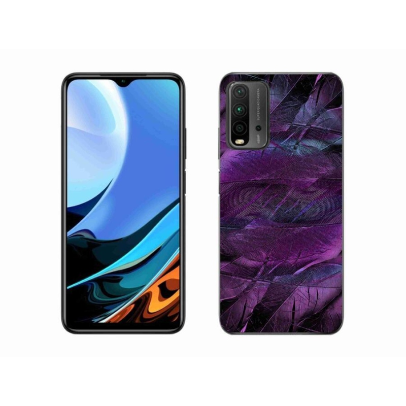 Gél borítás mmCase a Xiaomi Redmi 9T számára - lila tollak