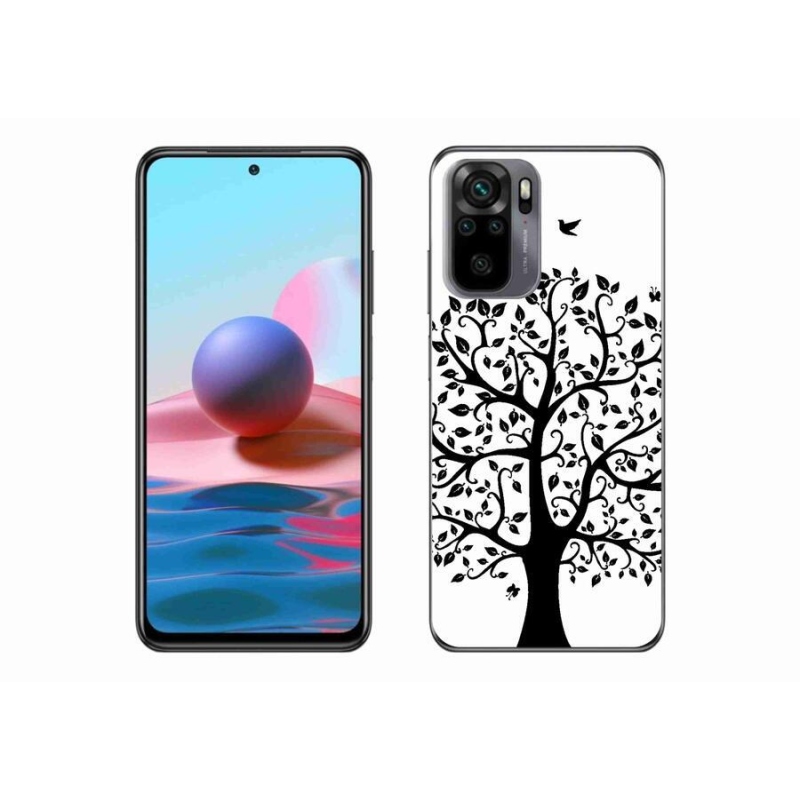 Gél borítás mmCase a Xiaomi Redmi Note 10 4G-hez - fekete és fehér fa