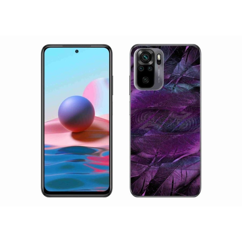 Zselés borítás mmCase a Xiaomi Redmi Note 10 4G-hez - lila tollakkal