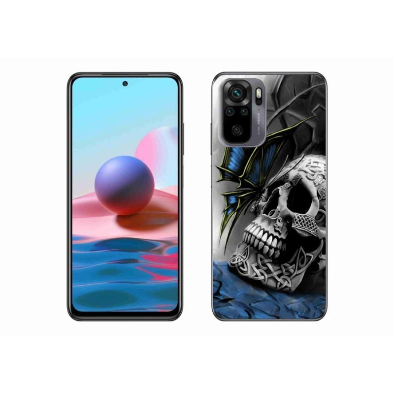 Gél borítás mmCase a Xiaomi Redmi Note 10 4G-hez - pillangó és koponya