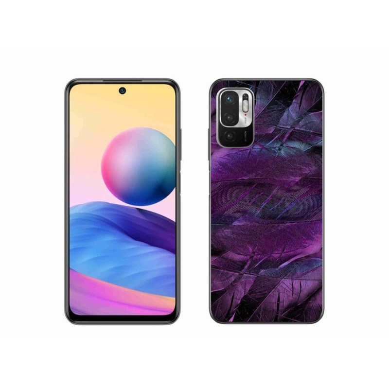Zselés borítás mmCase a Xiaomi Redmi Note 10 5G-hez - lila tollakkal