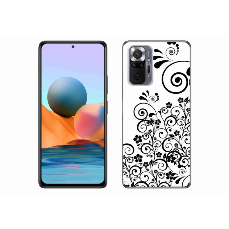 Zselés borítás mmCase a Xiaomi Redmi Note 10 Pro készülékhez - fekete és fehér virágminták