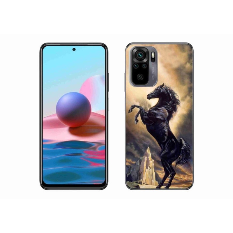 Gél borítás mmCase a Xiaomi Redmi Note 10S-hez - fekete rajzfilm ló