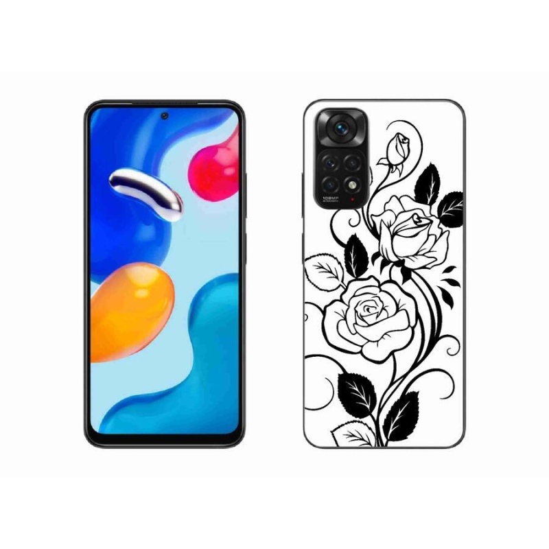 Gél borítás mmCase a Xiaomi Redmi Note 11 4G-hez - fekete és fehér rózsa