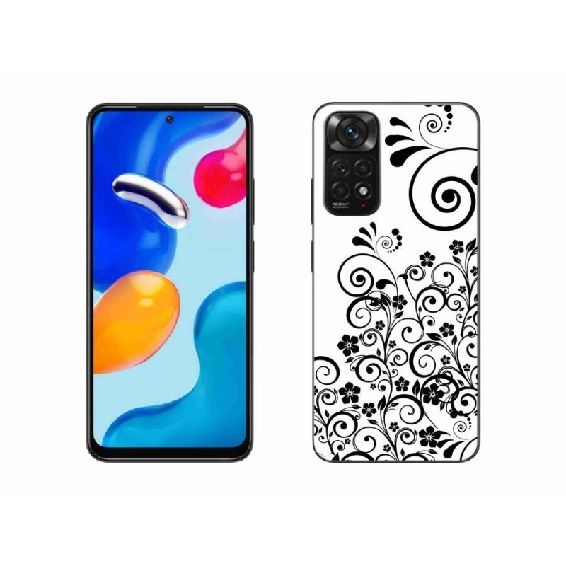 Gél borító mmCase a Xiaomi Redmi Note 11 4G-hez - fekete és fehér virágmintás