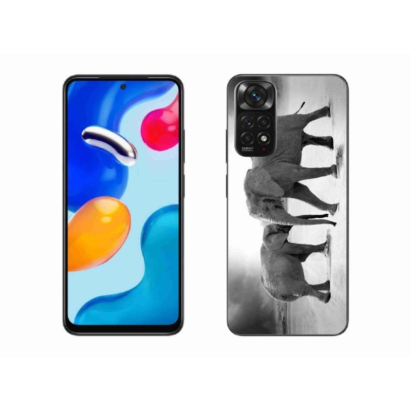Gél borítás mmCase a Xiaomi Redmi Note 11 4G-hez - fekete és fehér elefántok