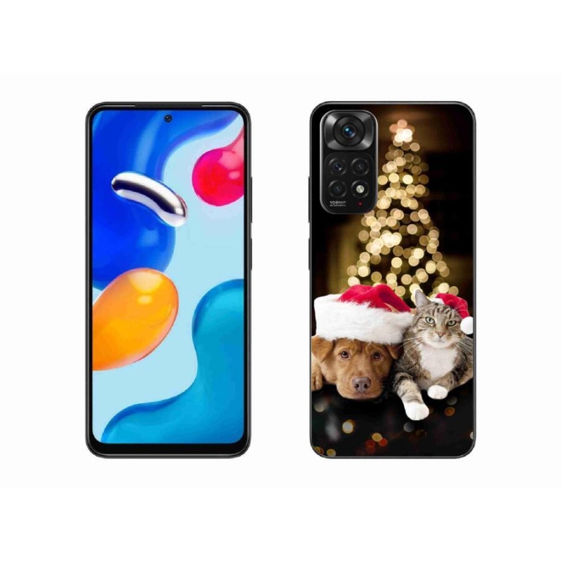 Gél borító mmCase a Xiaomi Redmi Note 11 4G-hez - Karácsonyi kutya és macska
