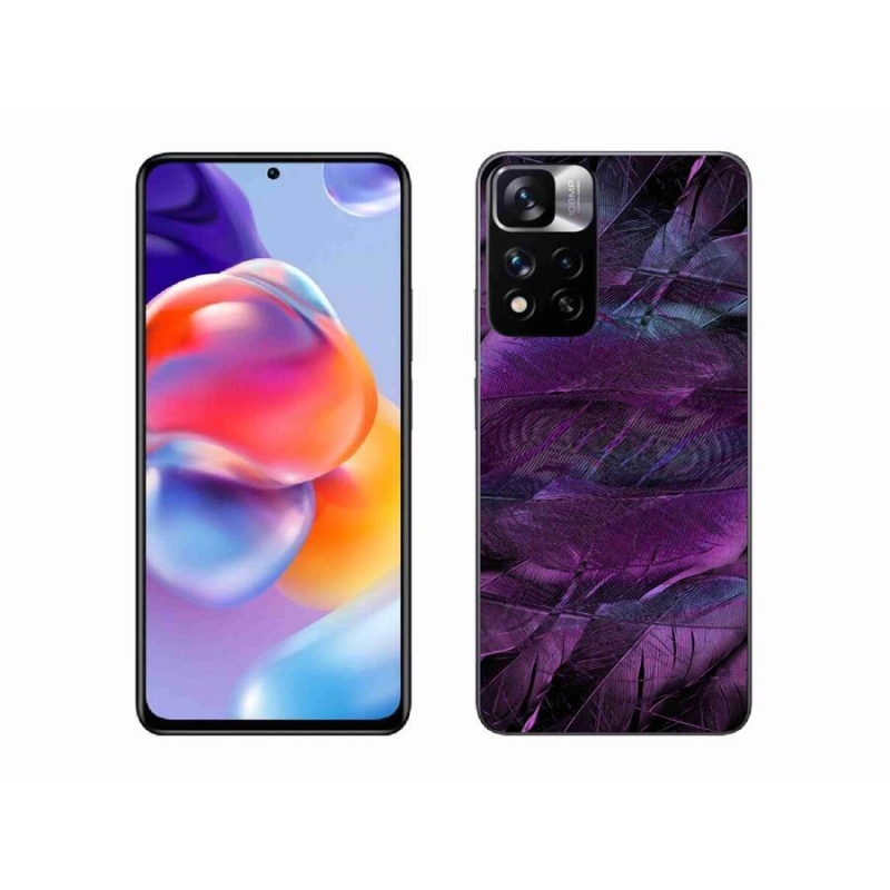 Zselés borítás mmCase a Xiaomi Redmi Note 11 Pro+ 5G számára - lila tollak