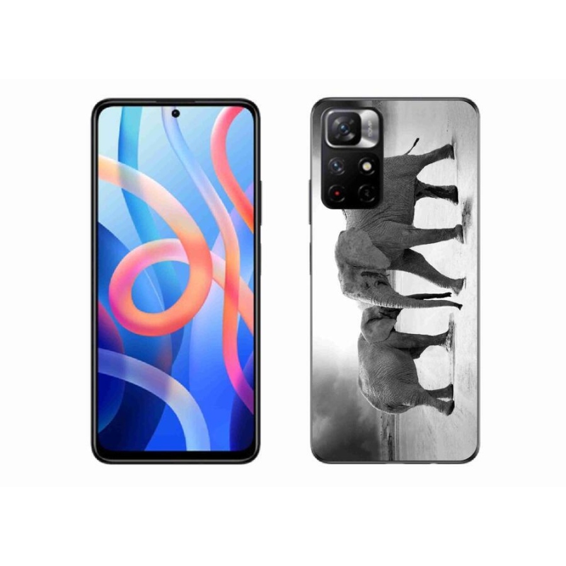 Gél borítás mmCase a Xiaomi Redmi Note 11S 5G-hez - fekete és fehér elefántok