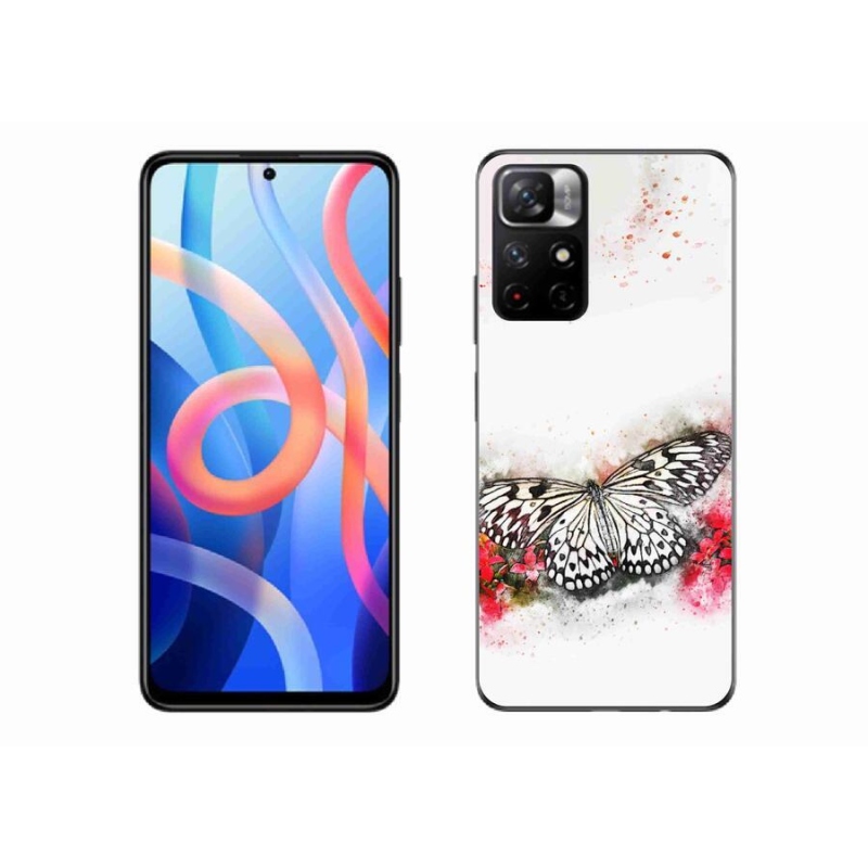 Gél borítás mmCase a Xiaomi Redmi Note 11S 5G számára - fekete és fehér pillangó