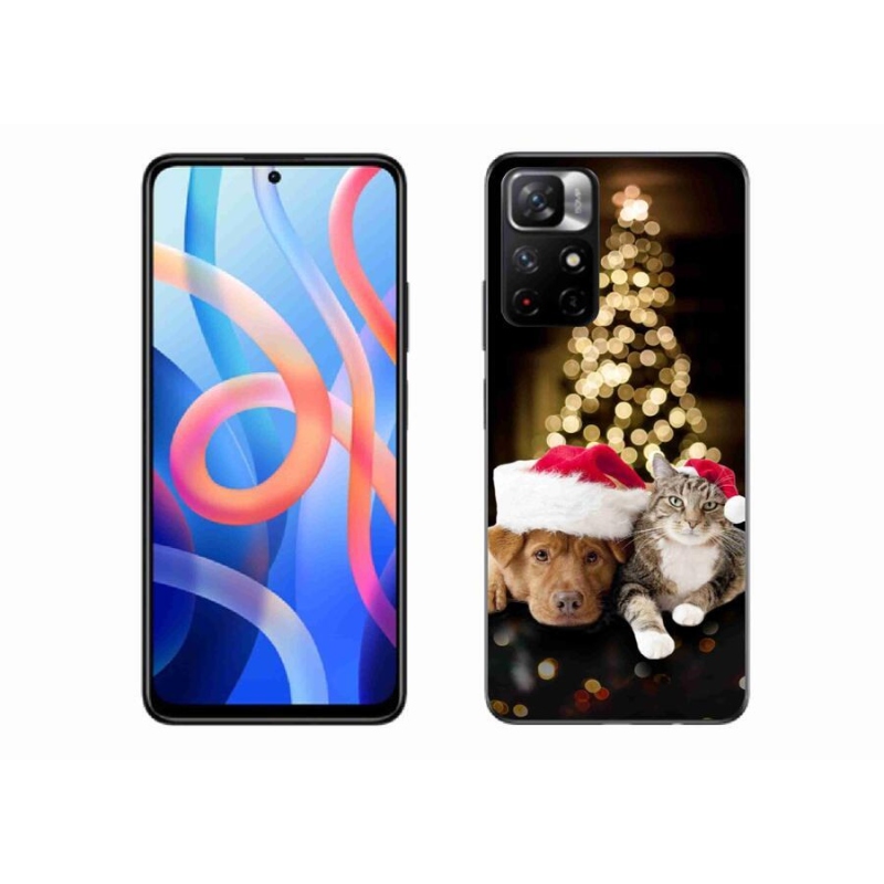Gél borító mmCase a Xiaomi Redmi Note 11S 5G-hez - Karácsonyi kutya és macska