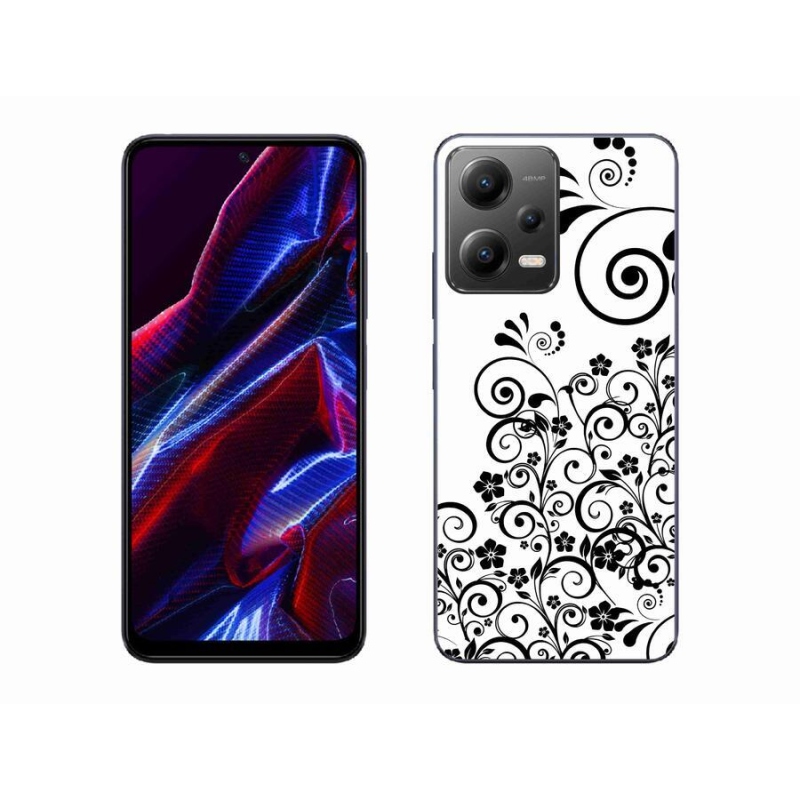 Gél borítás mmCase a Xiaomi Redmi Note 12 5G-hez - fekete és fehér virágminták