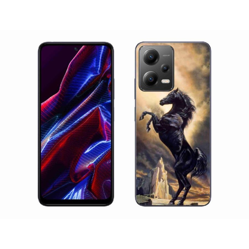 Gél borítás mmCase a Xiaomi Redmi Note 12 5G-hez - fekete rajzfilm ló