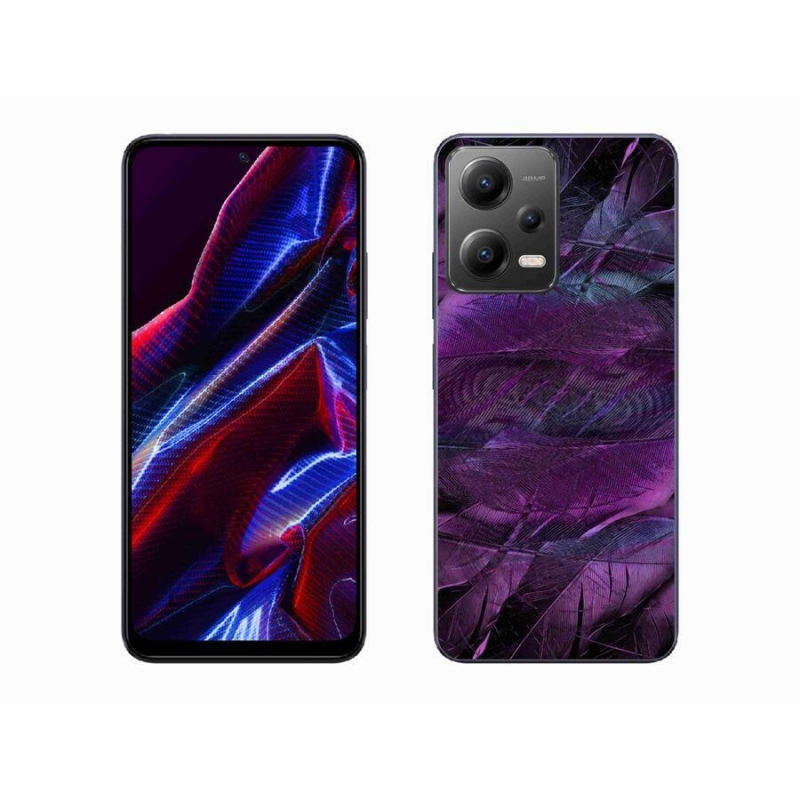 Zselés borítás mmCase a Xiaomi Redmi Note 12 5G-hez - lila tollakkal