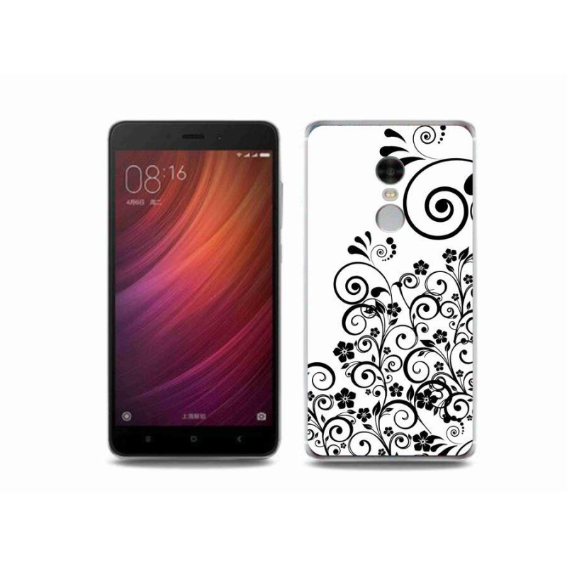 Gél borító mmCase a Xiaomi Redmi Note 4 készülékhez - fekete és fehér virágmintás
