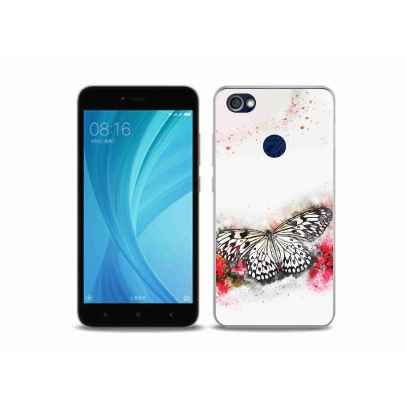 Gél borítás mmCase a Xiaomi Redmi Note 5A Prime számára - fekete és fehér pillangó