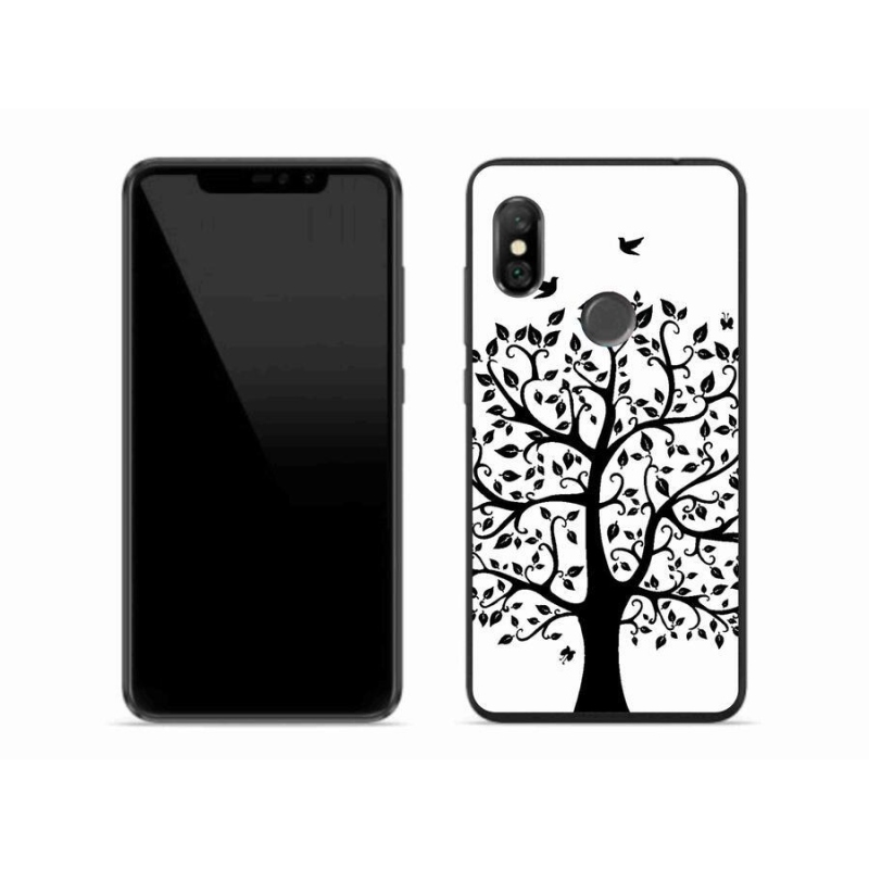Gél borítás mmCase a Xiaomi Redmi Note 6 Pro számára - fekete és fehér fa