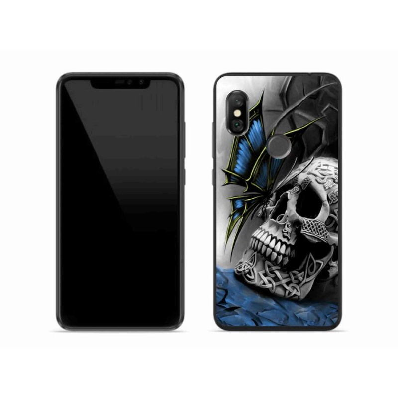 Gél borítás mmCase a Xiaomi Redmi Note 6 Pro számára - pillangó és koponya