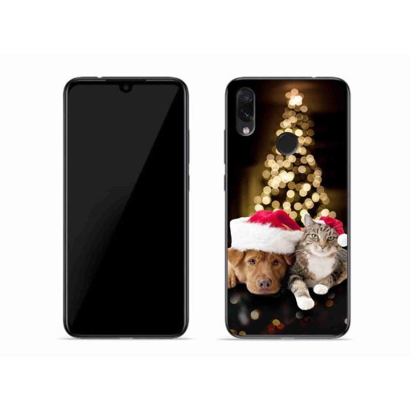 Gél borító mmCase a Xiaomi Redmi Note 7-hez - Karácsonyi kutya és macska
