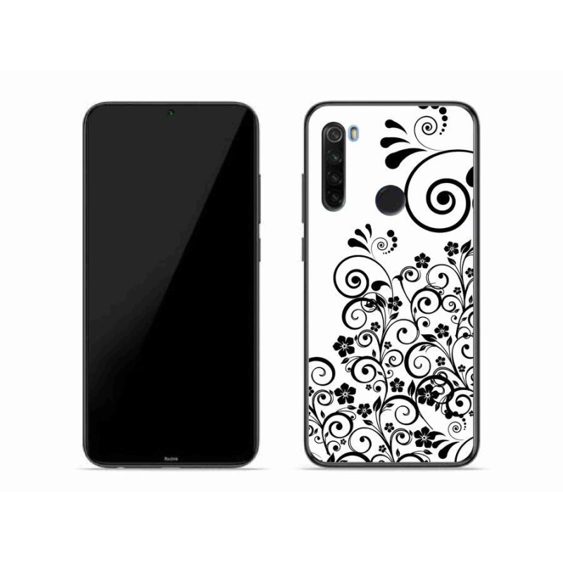Gél borító mmCase a Xiaomi Redmi Note 8T-hez - fekete és fehér virágmintás