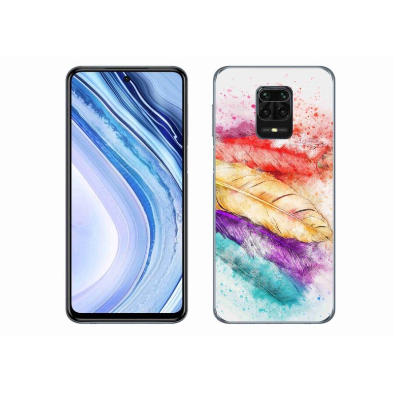 Zselés borítás mmCase a Xiaomi Redmi Note 9 Pro számára - színes tollakkal