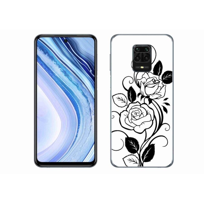 Gél borítás mmCase a Xiaomi Redmi Note 9 Pro számára - fekete és fehér rózsa