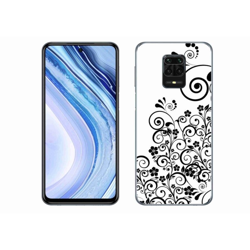 Gél borítás mmCase a Xiaomi Redmi Note 9 Pro készülékhez - fekete és fehér virágminták