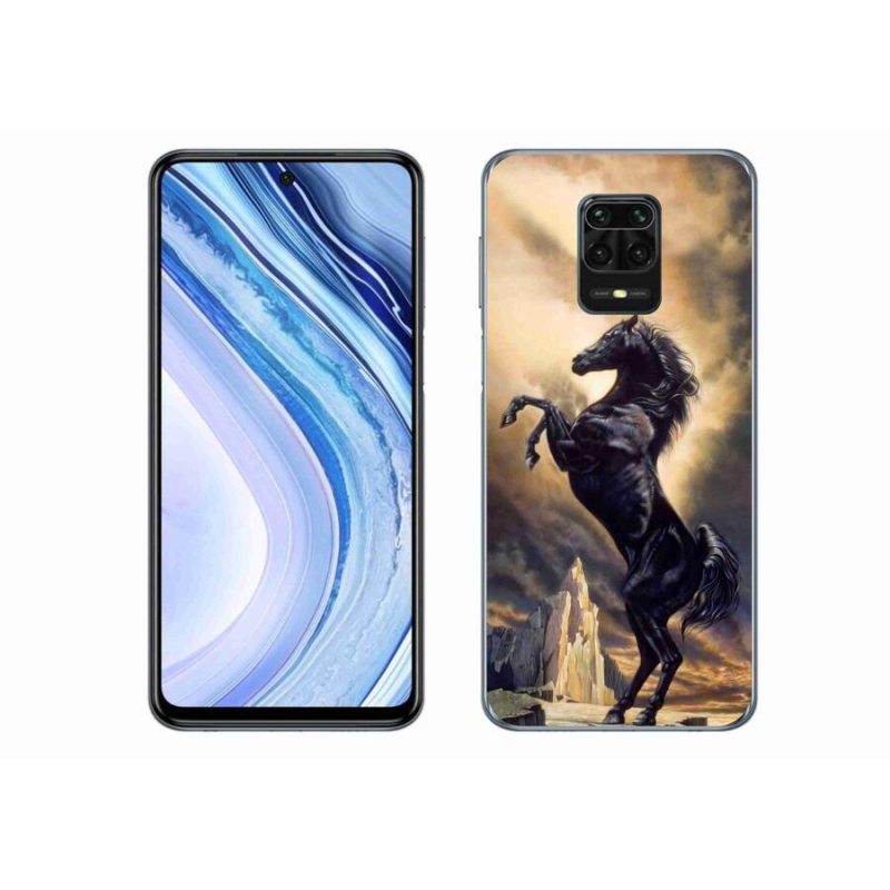 Gél borítás mmCase a Xiaomi Redmi Note 9 Pro számára - fekete rajzfilm ló