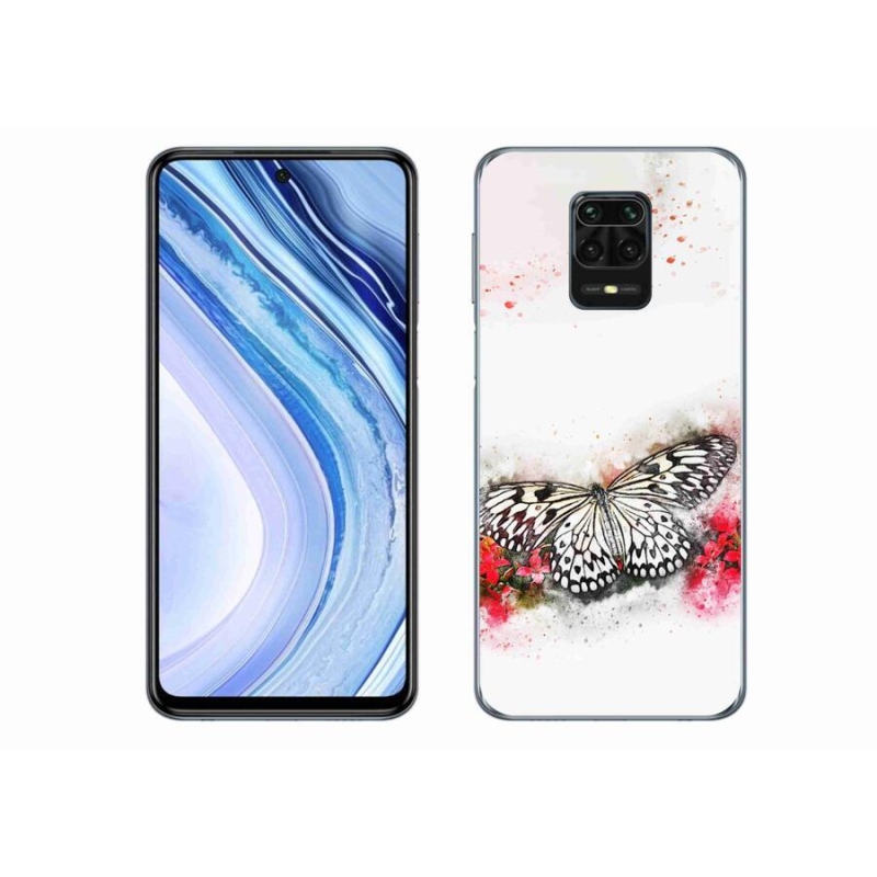 Gél borítás mmCase a Xiaomi Redmi Note 9S-hez - fekete és fehér pillangó