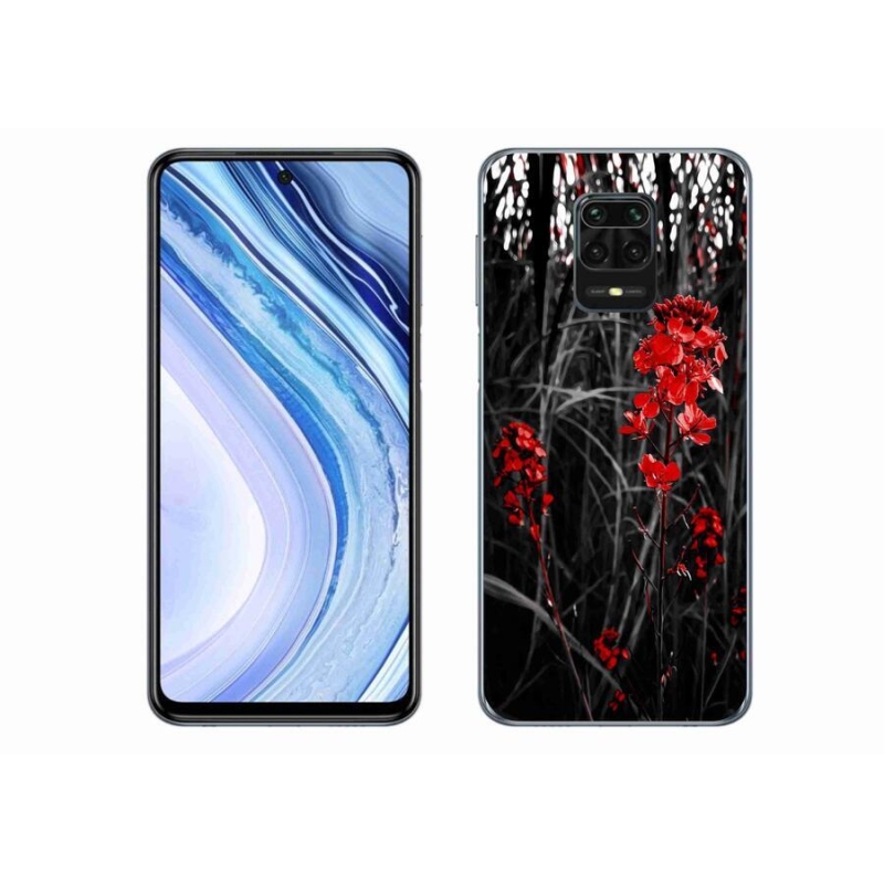Gél borító mmCase a Xiaomi Redmi Note 9S-hez - piros növény