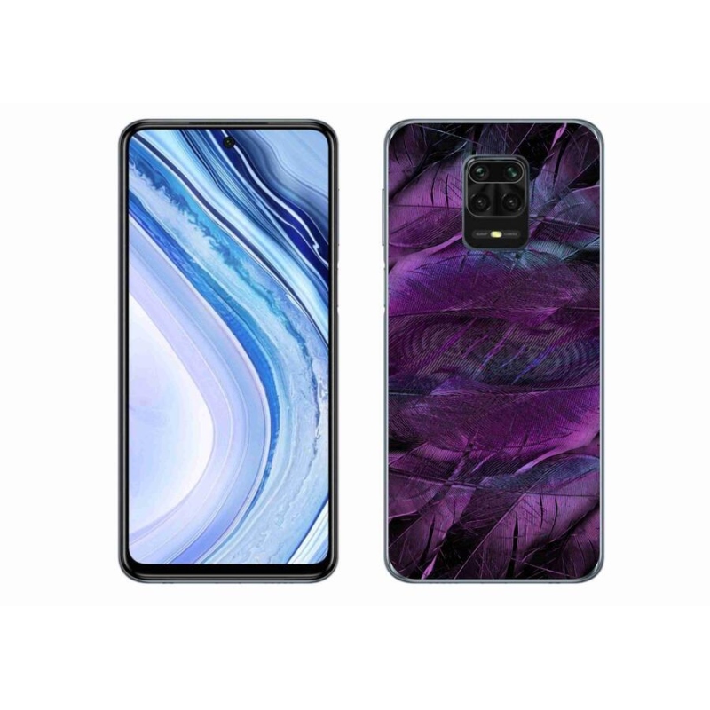 Gél borítás mmCase a Xiaomi Redmi Note 9S-hez - lila tollakkal