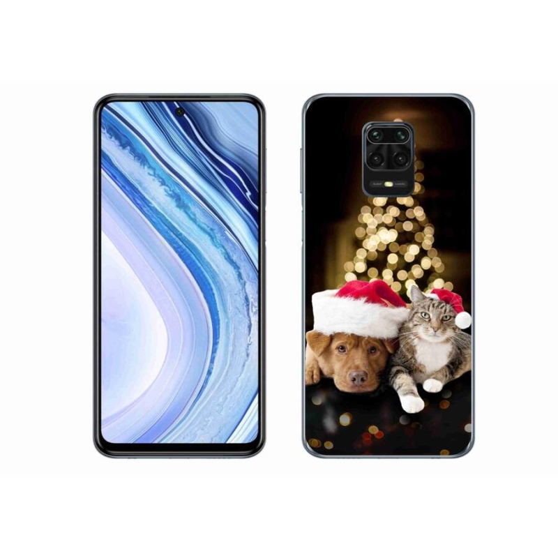 Gél borító mmCase a Xiaomi Redmi Note 9S-hez - Karácsonyi kutya és macska