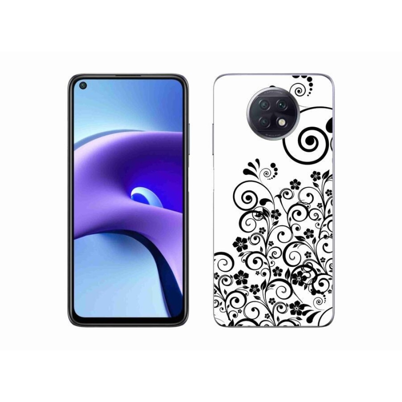 Gél borítás mmCase a Xiaomi Redmi Note 9T 5G-hez - fekete és fehér virágminták