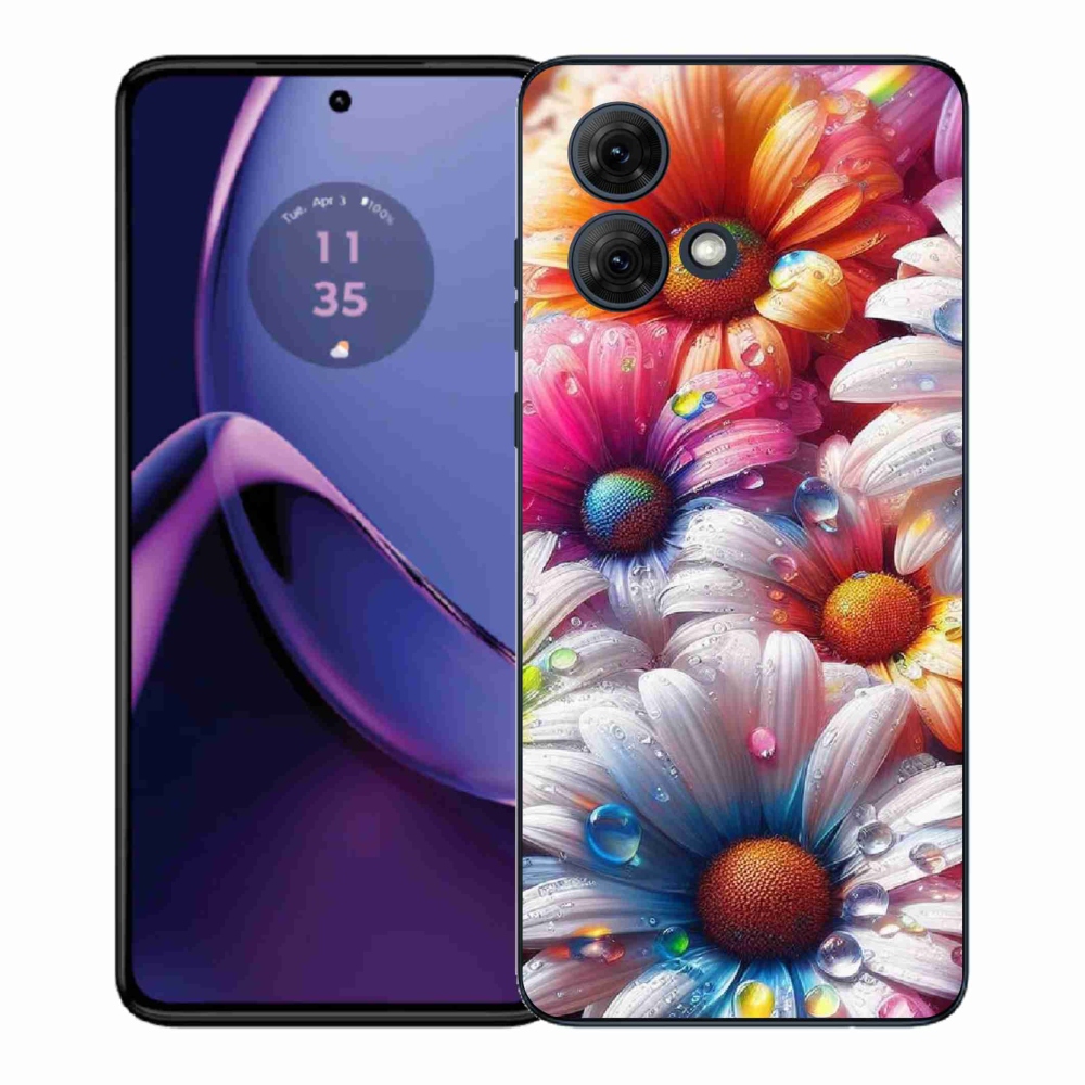 Zselés borítás mmCase Motorola Moto G84 5G - színes százszorszépek számára