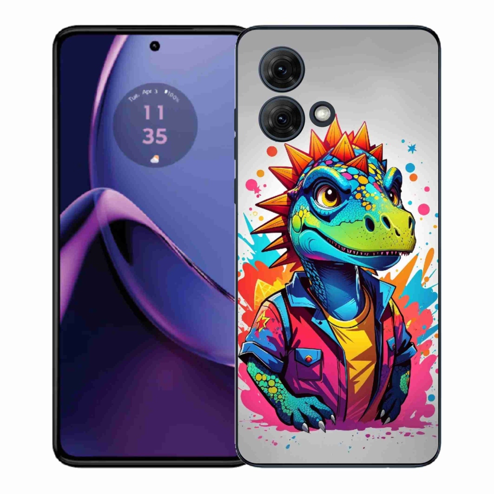 Zselés borítás mmCase Motorola Moto G84 5G - színes dinoszauruszhoz