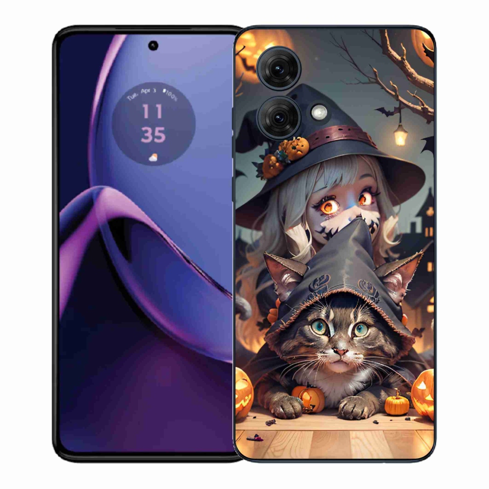 Gél védőburkolat mmCase Motorola Moto G84 5G - boszorkány macskával
